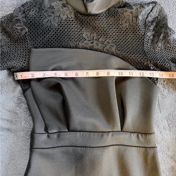 ASOS Black Lace High Neck Bodycon Midi Dress US 2 Long Sleeve Cocktail Dress - Picture 9 of 11